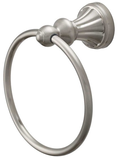 Hudson Towel Ring in Satin Nickel.